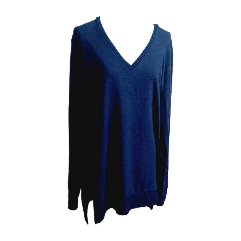 Lucky Brand Women's Navy Blue Long Sleeve V-neck Sweater Size XXL